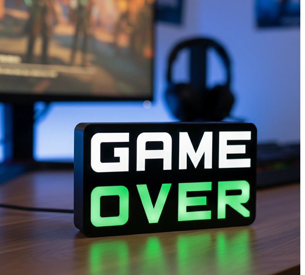 GAME OVER Game Over 3d baskı lamba GAME OVER